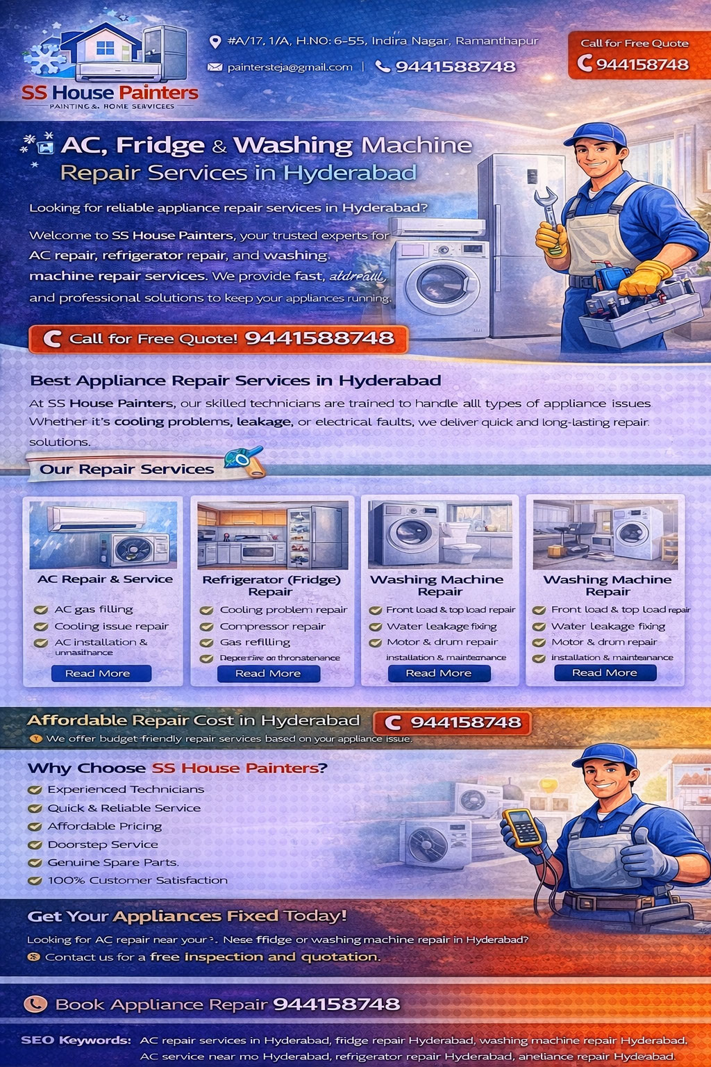 AC, Fridge & Washing Machine Repair in Hyderabad | SS House Painters