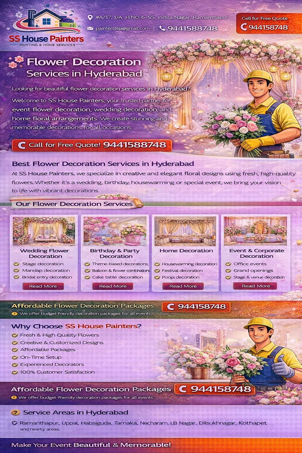 Flower Decoration Services in Hyderabad | SS House Painters